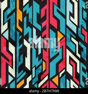 motif graffitis abstrait sans couture avec effet grunge Illustration de Vecteur