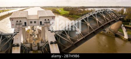 Hagestein, Pays-Bas; le complexe Hagestein, barrage et écluse debout Banque D'Images