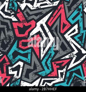 motif graffitis coloré sans couture avec effet grunge Illustration de Vecteur