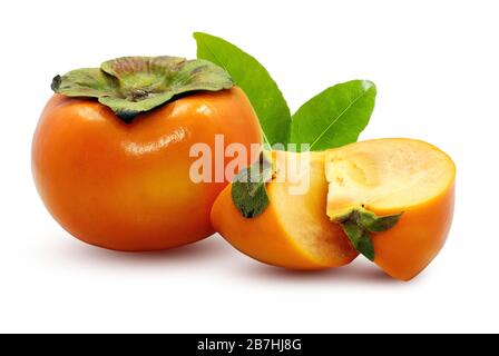 fruits persimmon isolés sur fond blanc Banque D'Images