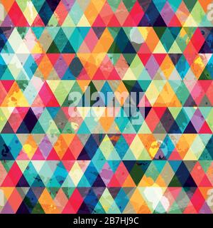 grunge colored triangle seamless pattern Illustration de Vecteur