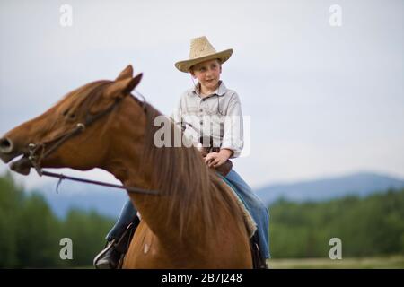 Boy à cheval Banque D'Images