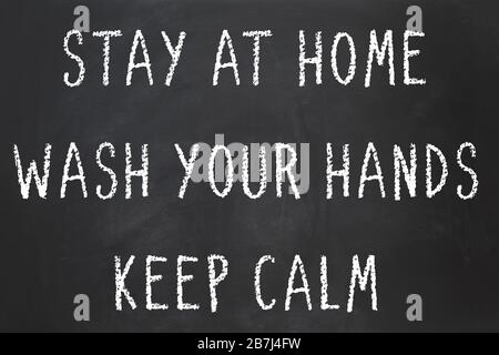 Les règles de comportement en cas de pandémie du virus Corona ou les conseils en matière de santé - rester à la maison - se laver les mains - rester calme Banque D'Images