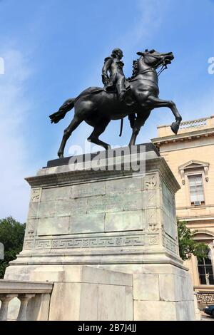 BALTIMORE, États-Unis - 12 JUIN 2013 : monument Lafayette, statue équestre en bronze représentant Gilbert du Motier, marquis de Lafayette, par l'artiste Andrew O'C Banque D'Images