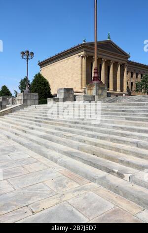 Philadelphie, Pennsylvanie, États-Unis. Bâtiment culturel - étapes menant au Musée d'Art de Philadelphie Banque D'Images