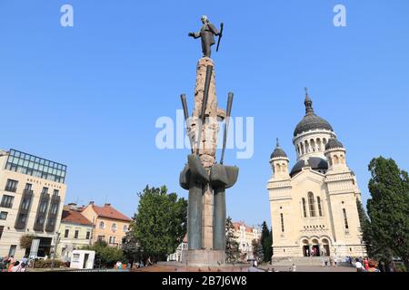 CLUJ NAPOCA, Roumanie - 26 août 2012 : visite de la vieille ville de Cluj-Napoca. Cluj-Napoca est la 2ème ville la plus peuplée de France avec 324 576 ci Banque D'Images