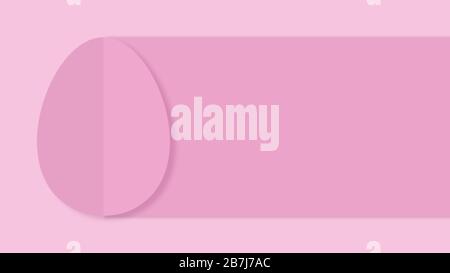 Disposition de pâques minimale avec oeuf en papier. Fond rose pastel monochrome. Vacances de printemps. Espace de copie créatif. Illustration tridimensionnelle. Banque D'Images