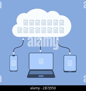 Illustration des documents Cloud. Concept de connectivité de la technologie de cloud en ligne. Illustration de Vecteur