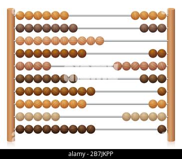 Cadre européen de comptage des abacus. Outil de calcul avec billes de bois glissantes sur les fils. Utilisé dans les écoles primaires et pré. Banque D'Images