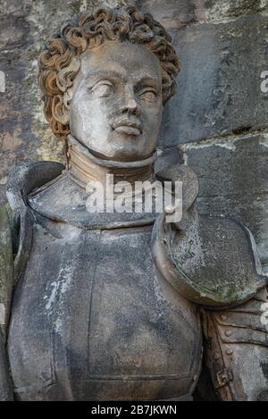 Ancien portrait de la statue de Saint Maurice (Chevalier noir) comme gardien de la cathédrale de Magdeburg en tant que soldat romain de Thèbes du 13 siècle, Magdeburg, GE Banque D'Images