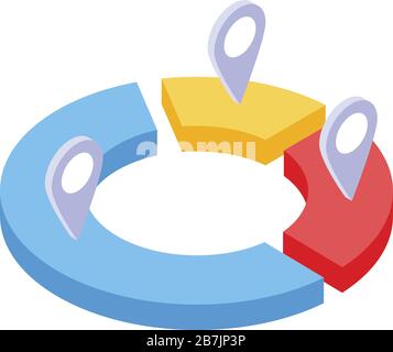 Icône de graphique circulaire de régression, style isométrique Illustration de Vecteur