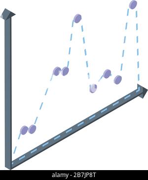 Icône du graphique de régression du problème, style isométrique Illustration de Vecteur