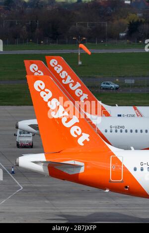 EasyJet a annulé tous ses services réguliers en provenance d'Espagne en raison de COVID-19 Coronavirus. Les dernières arrivées d'Espagne à l'aéroport de Southend Banque D'Images