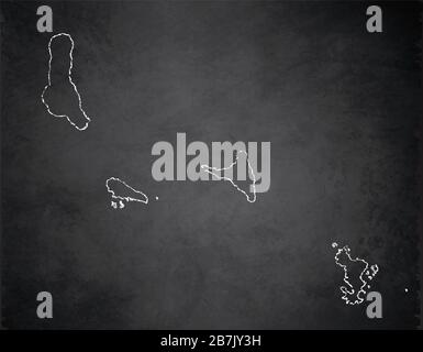 Carte des îles Comoro, carte de dessin tableau noir tableau blanc Banque D'Images