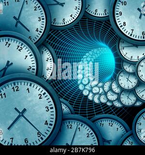 Le temps et l'infini ou la science ou l'astrologie spatiale éternelle et le concept infini pour le passé présent et futur comme une illustration tridimensionnelle. Banque D'Images