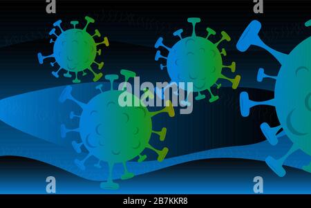 Illustration vectorielle du coronavirus chinois COVID-19 sous le microscope. Illustration de Vecteur