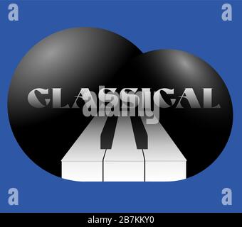 logo noir minimal de touches de piano et de sphères avec l'inscription Illustration de Vecteur