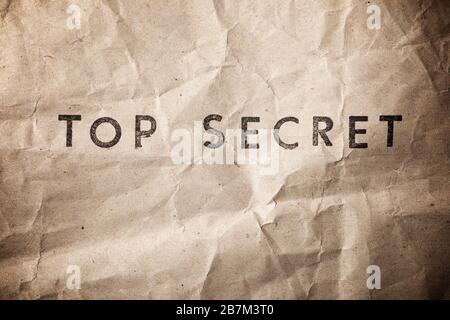 Phrase secrète supérieure sur un papier marron. Banque D'Images