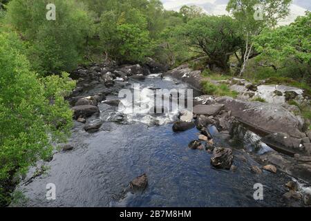 Galway River près de Killarney, qui traverse les rochers.County Kerry, Irlande. Banque D'Images