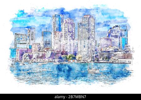 Boston est une ville aux États-Unis d'Amérique, le siège du comté de Suffolk et la capitale du Commonwealth du Massachusetts. Banque D'Images