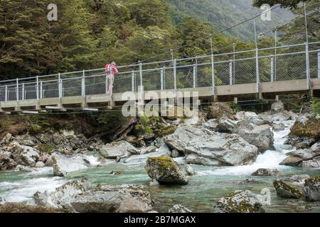 Le Routeburn Track est un circuit classique de tramping dans les Alpes du Sud de New Zealands. Banque D'Images