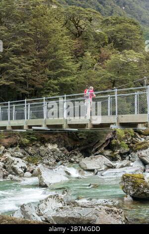 Le Routeburn Track est un circuit classique de tramping dans les Alpes du Sud de New Zealands. Banque D'Images