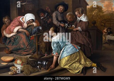 Effets de l'intempérance, Jan Steen, vers 1663-5, Banque D'Images