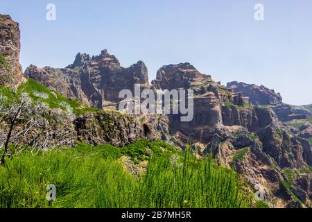 Madeira central montagnes paysage ariero randonnée Banque D'Images