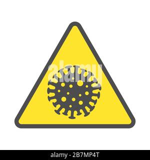 Signe d'attention du coronavirus. Virus, bactéries, icône microbe. Vector covid-2019 signe dans un style plat. SPE 10. Illustration de Vecteur