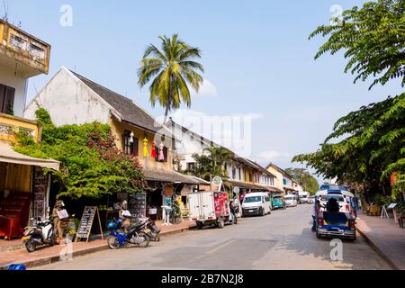 Sakkaline Road, vieille ville, Luang Prabang, Laos Banque D'Images