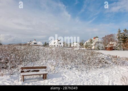 Communauté de Greveling, hiver extrême sur l'île de Föhr, Mer du Nord, Patrimoine mondial de l'UNESCO, Frise du Nord, Schleswig-Holstein, Allemagne, Europe Banque D'Images