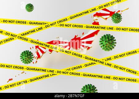 Illustration de la carte du monde du coronavirus. Coronavirus du syndrome respiratoire du Moyen-Orient de Covid-19. Infection par le coronovirus en provenance de Chine. rendu tridimensionnel Banque D'Images