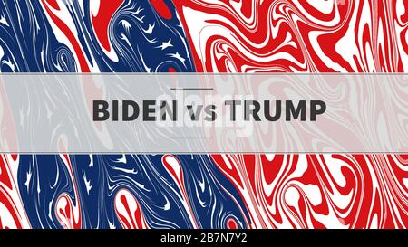 Biden contre Trump flyer pour l'élection présidentielle américaine 2020, texte d'illustration du drapeau américain Banque D'Images