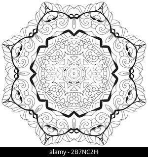 Hand drawn zentangle ornement circulaire pour colorier. Illustration de Vecteur