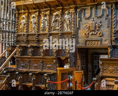 Central Nave, où se trouve la chorale, dans la cathédrale métropolitaine de Mexico, au Mexique. La cathédrale se trouve à côté de la Plaza de la Constitución. Banque D'Images