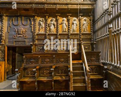 Central Nave, où se trouve la chorale, dans la cathédrale métropolitaine de Mexico, au Mexique. La cathédrale se trouve à côté de la Plaza de la Constitución. Banque D'Images