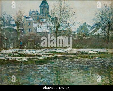 Effet de neige &#xe0; V&#xe9;theuil ou &#xc9;glise de V&#xe9;theuil, 1878-1879. Trouvé dans la Collection de Mus&#xe9;e d'Orsay, Paris. Banque D'Images