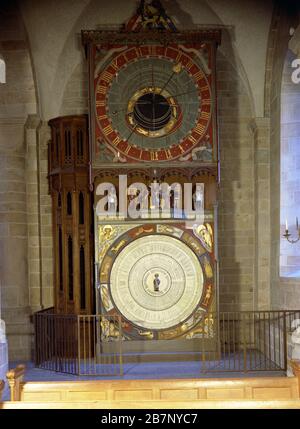 Cathédrale de Lund, Suède. Horloge médiévale (astronomique de Horologium Mirabile Lundense) des années 1400, Banque D'Images