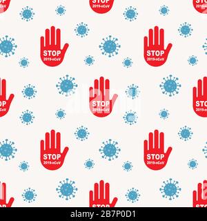 ARRÊTER le modèle sans couture du coronavirus. Dangereux virus ncov corona chinois, alerte de risque de pandémie du SRAS. Virus Corona. 2019-nCoV. Virus Corona à Wuhan Illustration de Vecteur