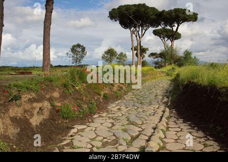 Les routes et les aqueducs : les plus remarquables anciennes travaux publics - Via Latina avec Claudian et Anio Novus aqueducs (Parc des Aqueducs) - Rome Banque D'Images