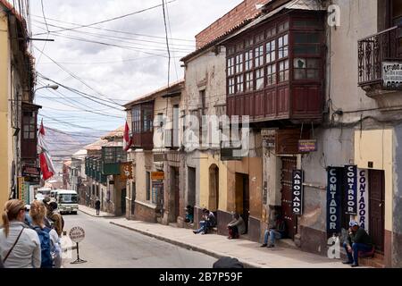Rue typique à Potosi, Bolivie Banque D'Images