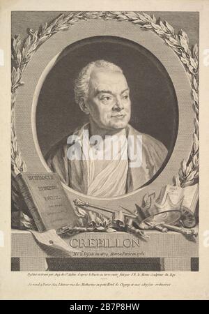 Portrait de Cr&#xe9;billon, 1770. Après Jean le Moine Banque D'Images