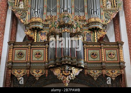 L'orgue de la cathédrale de Roskilde, Roskilde, Zélande, Danemark, Europe Banque D'Images