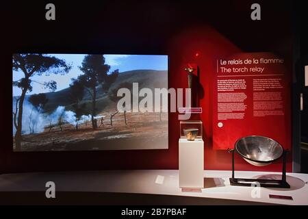 LAUSANNE, SUISSE - 7 août 2019. Intérieur du Musée Olympique, plus grande archive des Jeux Olympiques du monde, Lausanne Banque D'Images