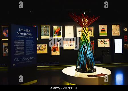 LAUSANNE, SUISSE - 7 août 2019. Intérieur du Musée Olympique, plus grande archive des Jeux Olympiques du monde, Lausanne Banque D'Images