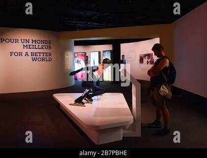 LAUSANNE, SUISSE - 7 août 2019. Intérieur du Musée Olympique, plus grande archive des Jeux Olympiques du monde, Lausanne Banque D'Images