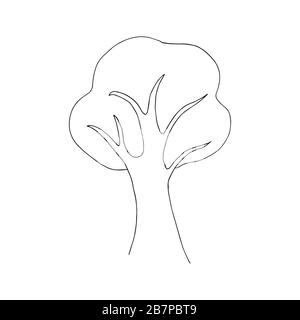 Bel arbre avec branches d'épandage sur un fond blanc. Journée nationale des forêts. Le concept de conservation de la nature. Style de bouée de printemps ou d'été Illustration de Vecteur