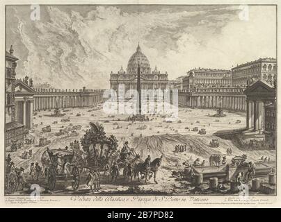 Vue sur la basilique Saint-Pierre et la Piazza du Vatican, de Vedute di Roma (vue romaine), CA. 1748. Banque D'Images