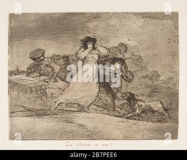 Plaque 65 de 'les désastres de la guerre' (Los Desastres de la Guerra): 'Qu'est-ce que cette hubbub?' (Qu&#xe9; alboroto es este?), après 1814-15 (publié 1863). Banque D'Images