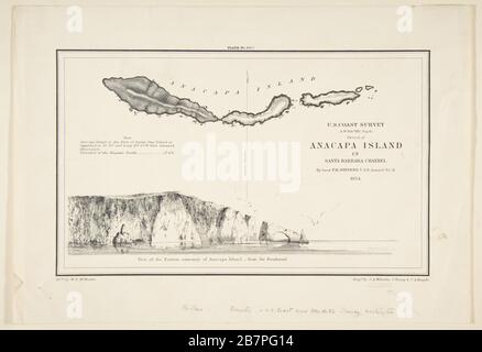 U.S. Coast Survey...Sketch of Anapaca Island in Santa Barbara Channel, 1854-1857. Après William Birch McMurtrie Banque D'Images